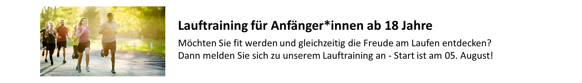 eine Gruppe von Menschen joggen durchs Gruene
